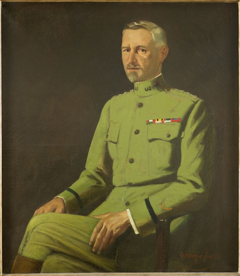 George LUKS, General Peyton Conway March (1864-1955), 1919
oil on canvas, 44 1/8 x 38 3/8 in.
Peyton Conway March (December 27, 1864 – April 13, 1955) was a United States Army officer who served as Chief of Staff of the United States Army from 1918 until 1921. March attended Lafayette College from 1880-1884; his father was Francis Andrew March, a Lafayette professor. Painted from photograph.

L 407
ADDITIONAL INFORMATION: From Robert D. Schwarz: George Luks values vary dramatically based on subject matter; portraits by the artist are some of the least valuable. 

 Gift of Allan P. Kirby; using Scott & Fowles; E.J. Rousuck
Source Institute: Mr. Allan P. Kirby, Class of 1915
Credit Line: Kirby Collection of Historical Paintings, Lafayette College, Easton, PA; Gift of Allan P. Kirby (class of 1915)