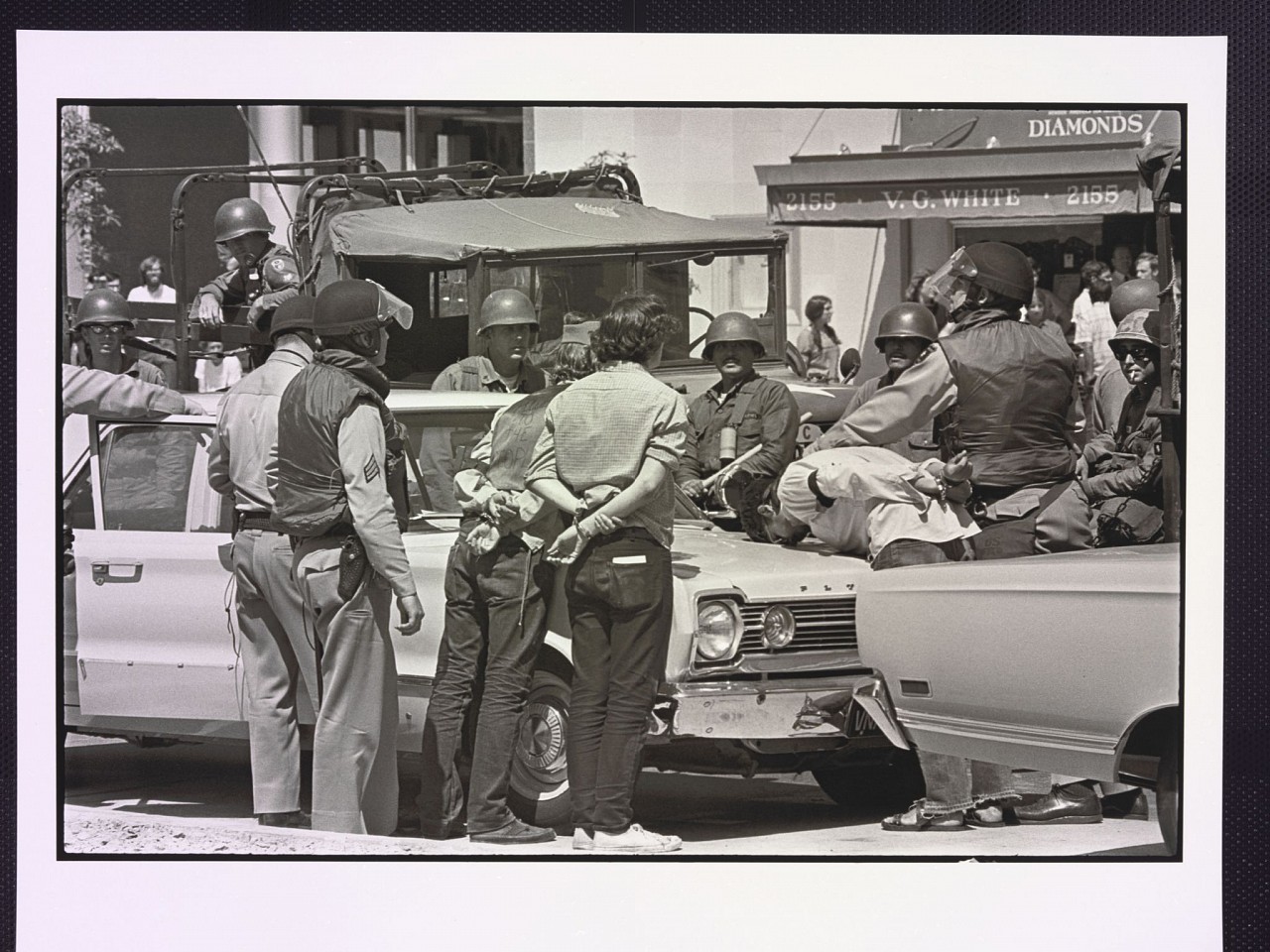 Danny LYON, Arrest of demonstrators, Berkeley, 1969
Later gelatin silver print, 11 x 14 in.
2016.07.007
ADDITIONAL INFORMATION: Illustrated: Danny Lyon, The Seventh Dog (New York, The Phaidon Press, 2014), p. 107
Credit Line: Lafayette College Art Collection, Easton, PA; Gift of Bennett ('79) and Meg Goodman