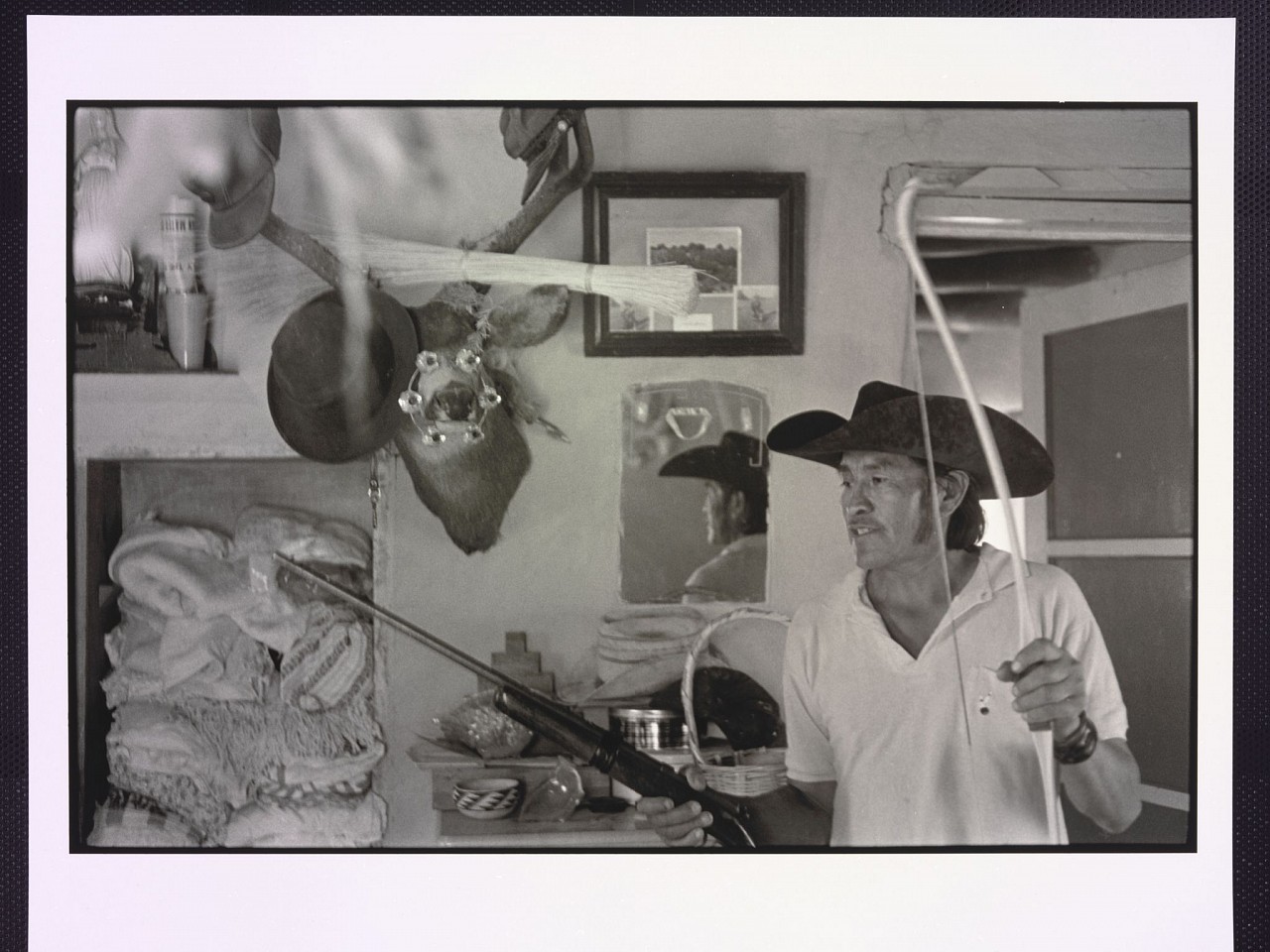Danny LYON, Alamo Zucal Sanchez in his mother's home on the Santa Ana Reservation, New Mexico, 1970
Later gelatin silver print, 11 x 14 in.
2016.07.004
ADDITIONAL INFORMATION: Illustrated: Danny Lyon, The Seventh Dog (New York, The Phaidon Press, 2014), p. 79
Credit Line: Lafayette College Art Collection, Easton, PA; Gift of Bennett ('79) and Meg Goodman