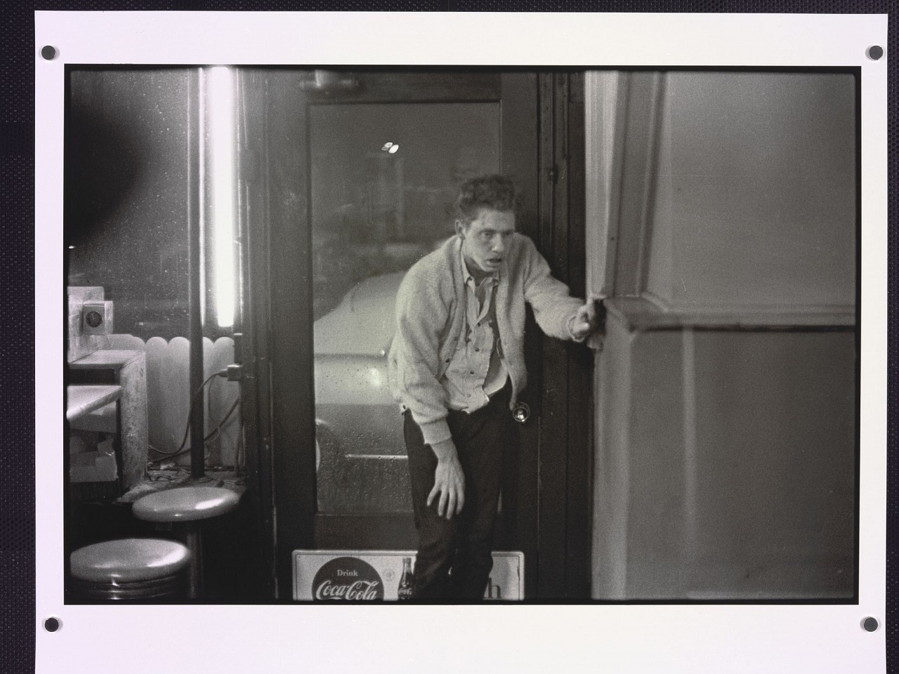 Danny LYON, After being hit with a blackjack, Stoplight Cafe, Cicero, Illinois, 1966
Later gelatin silver print, 11 x 14 in.
2017.03.041
ADDITIONAL INFORMATION: Illustrated: Danny Lyon, Pictures from the New World, (New York: Aperture, 1981), p. 42
Credit Line: Lafayette College Art Collection, Easton, PA; Gift of Bennett ('79) and Meg Goodman